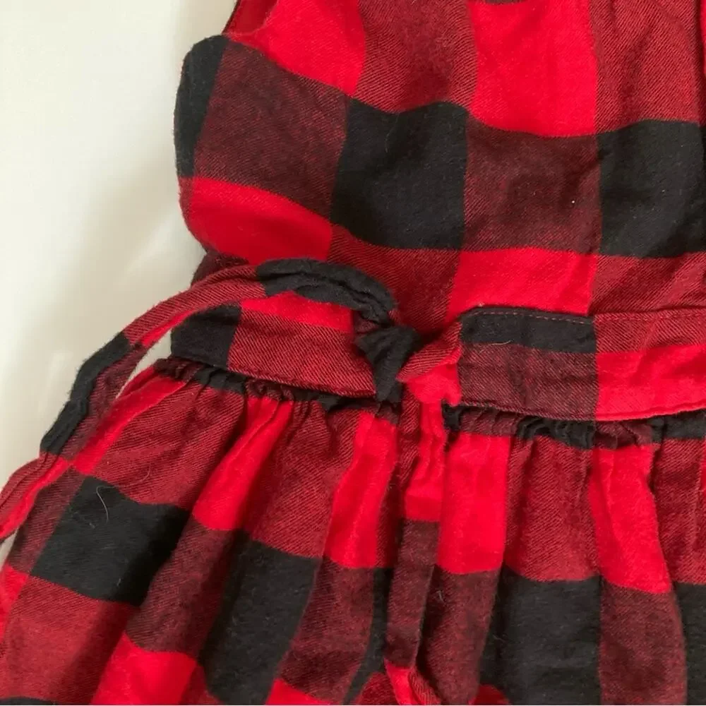 Carter’s Holiday Red Black Buffalo Plaid Tie Front Sleeveless Formal Dress